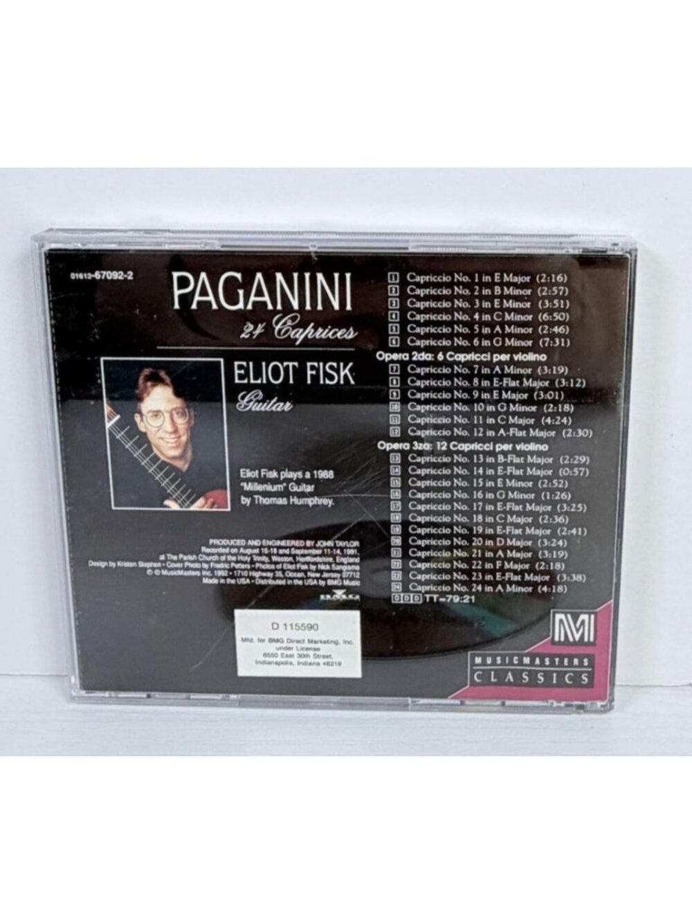 Paganini 24 Caprices CD Eliot Fisk Romantic Guitar 1992 BMG - Picture 3 of 6